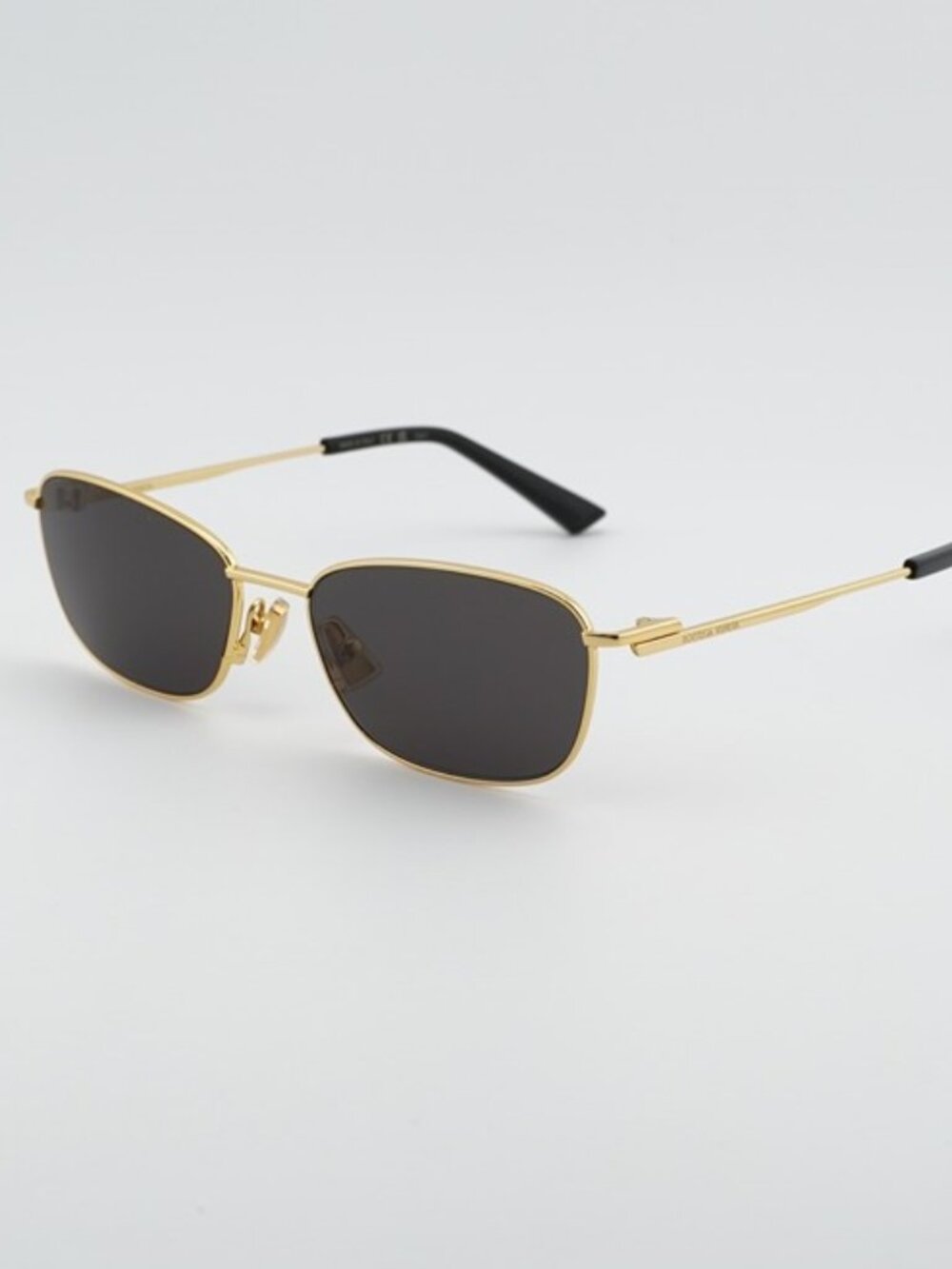 Bottega Veneta BV1300S 001 Sunglasses Gold Rectangle Frame, Grey Lenses